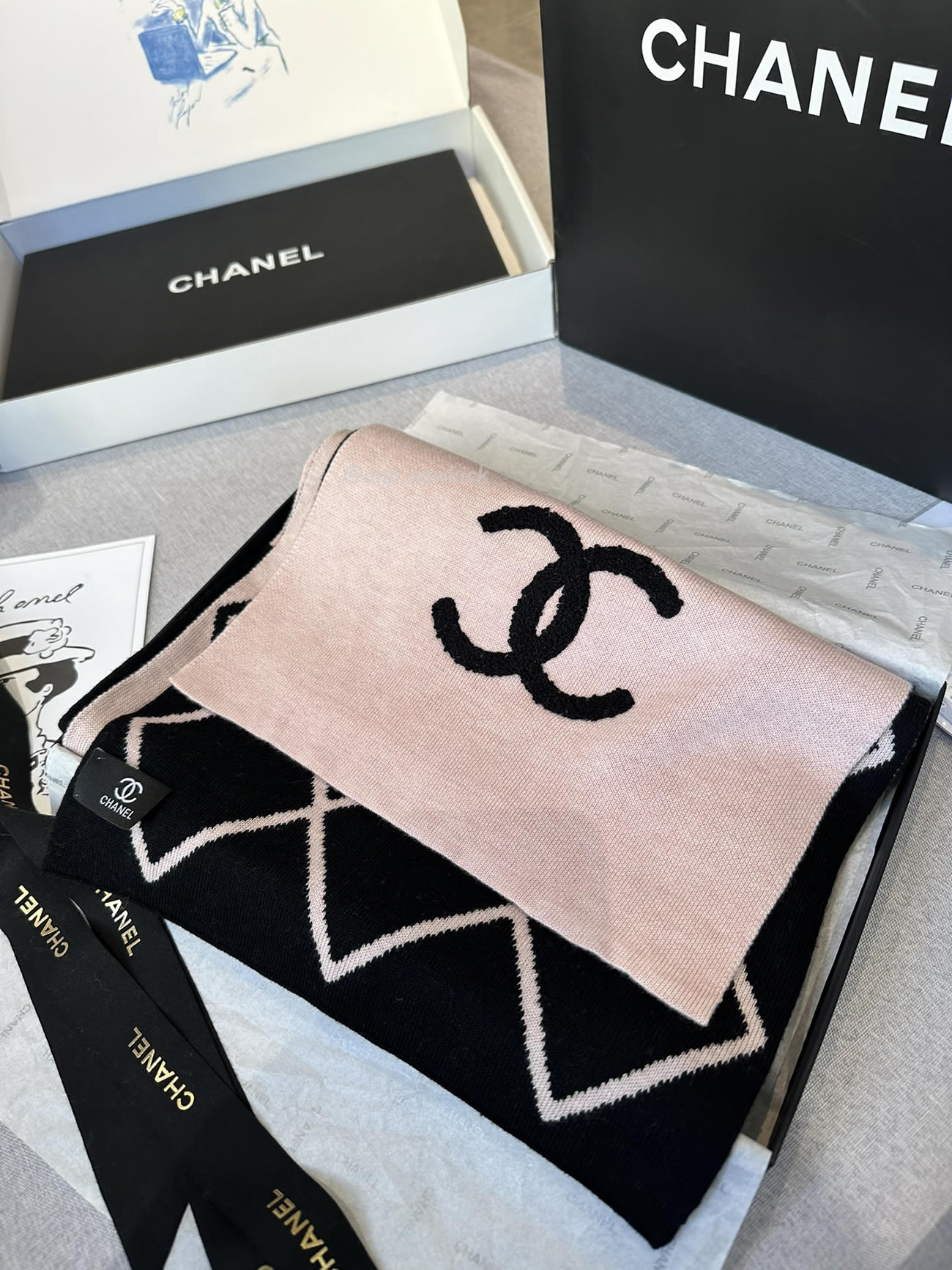 Chanel 2024 New 24b Cashmere Knitted Scarf 30x180cm (6) - newkick.app